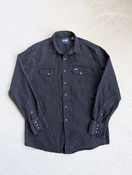 Wrangler Other - Vintage Wrangler Men's Black Long-Sleeve Pearl Snap Western Shirt Jacket